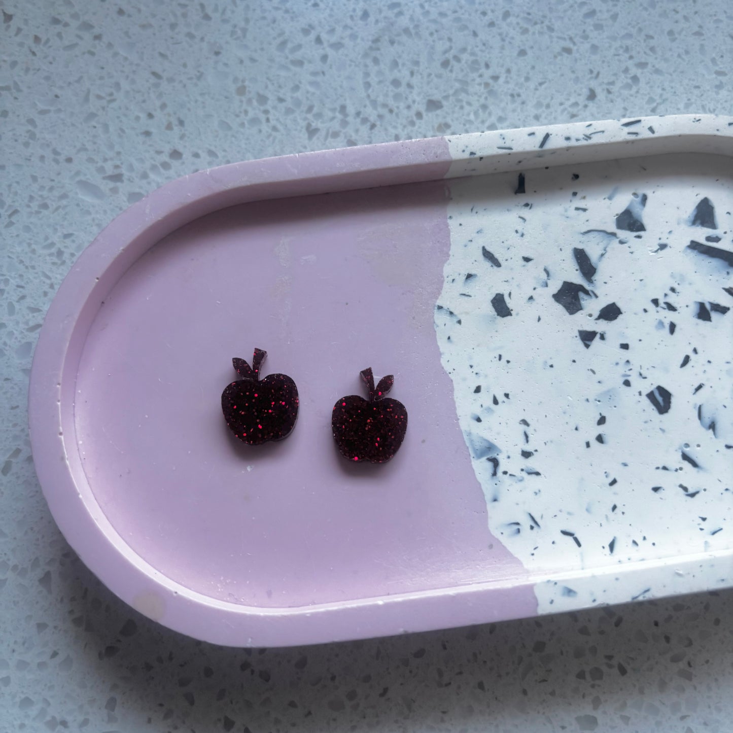 Red Glitter Apple Studs