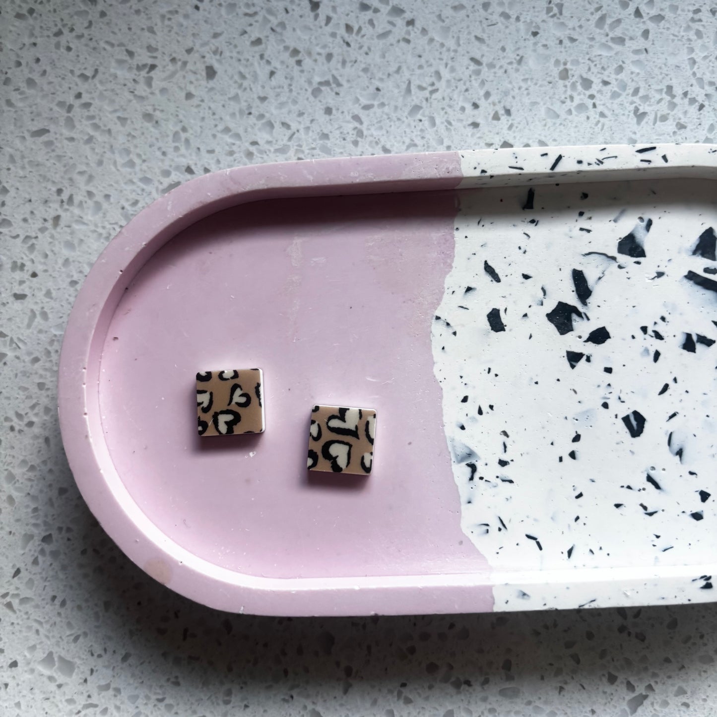 Leopard Heart Square Studs