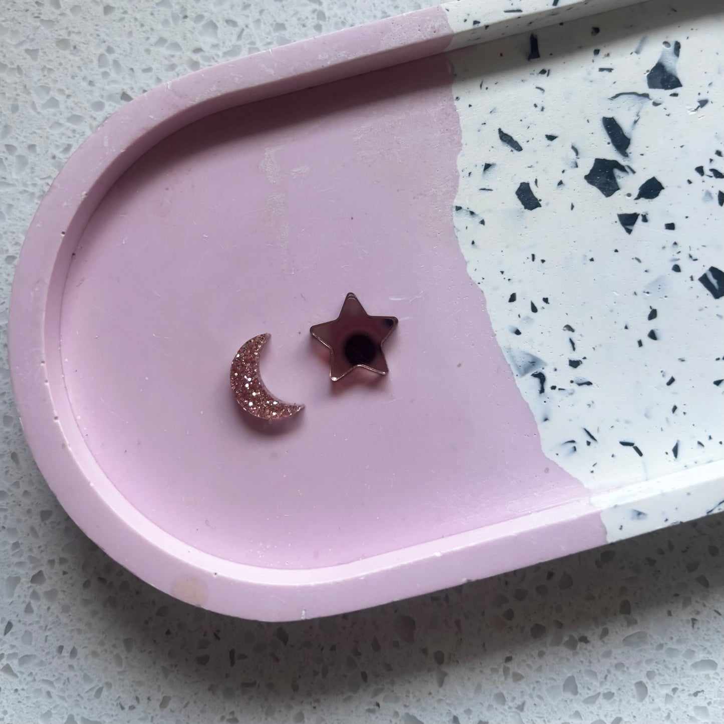 Rose Gold Moon & Star Stud Earring Set