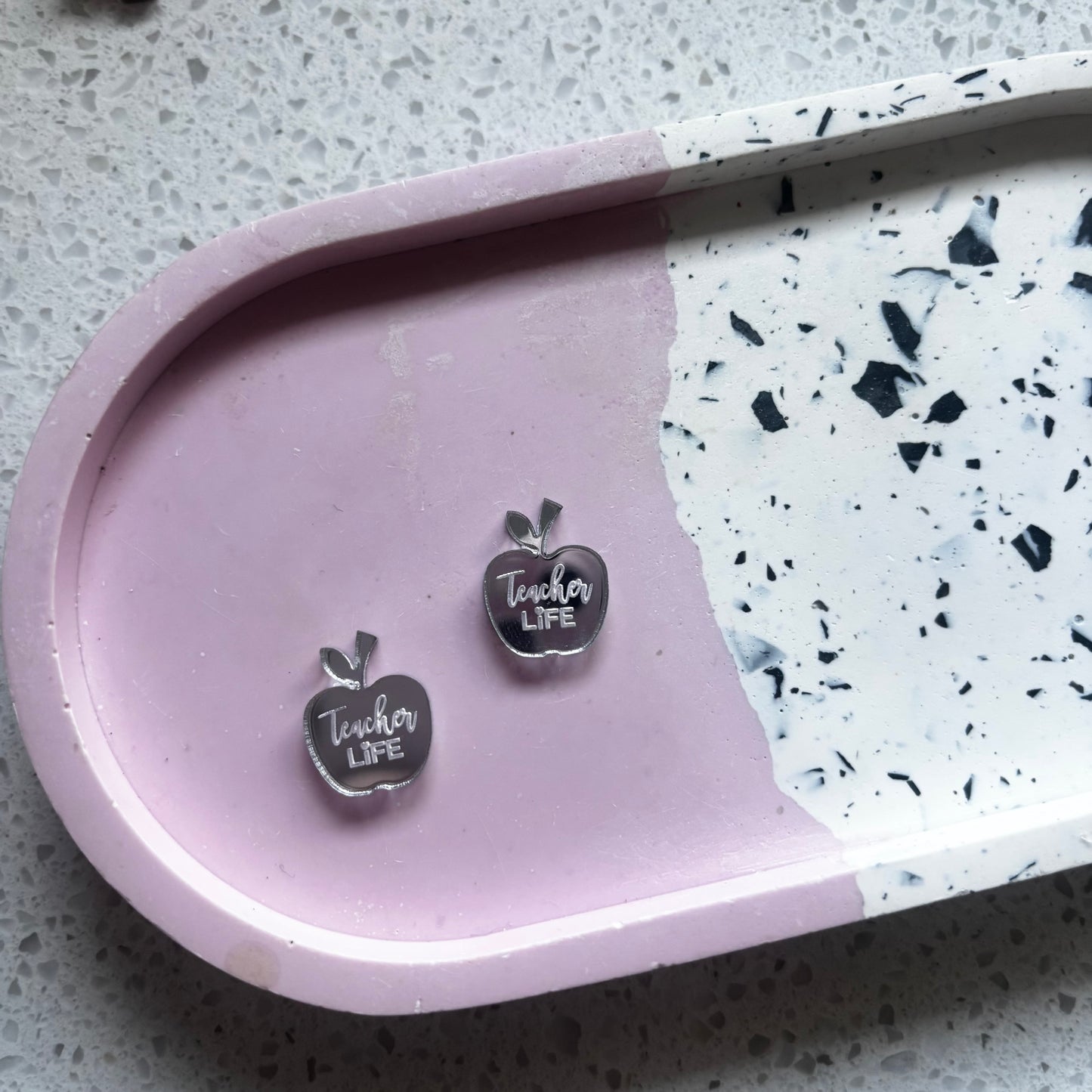 Silver Mirror Teacher Life Studs