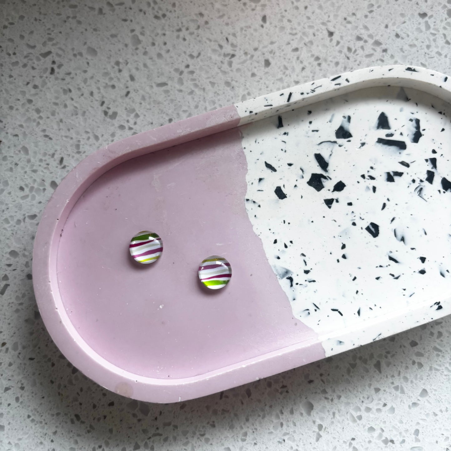 Stripe Glass Dome Studs