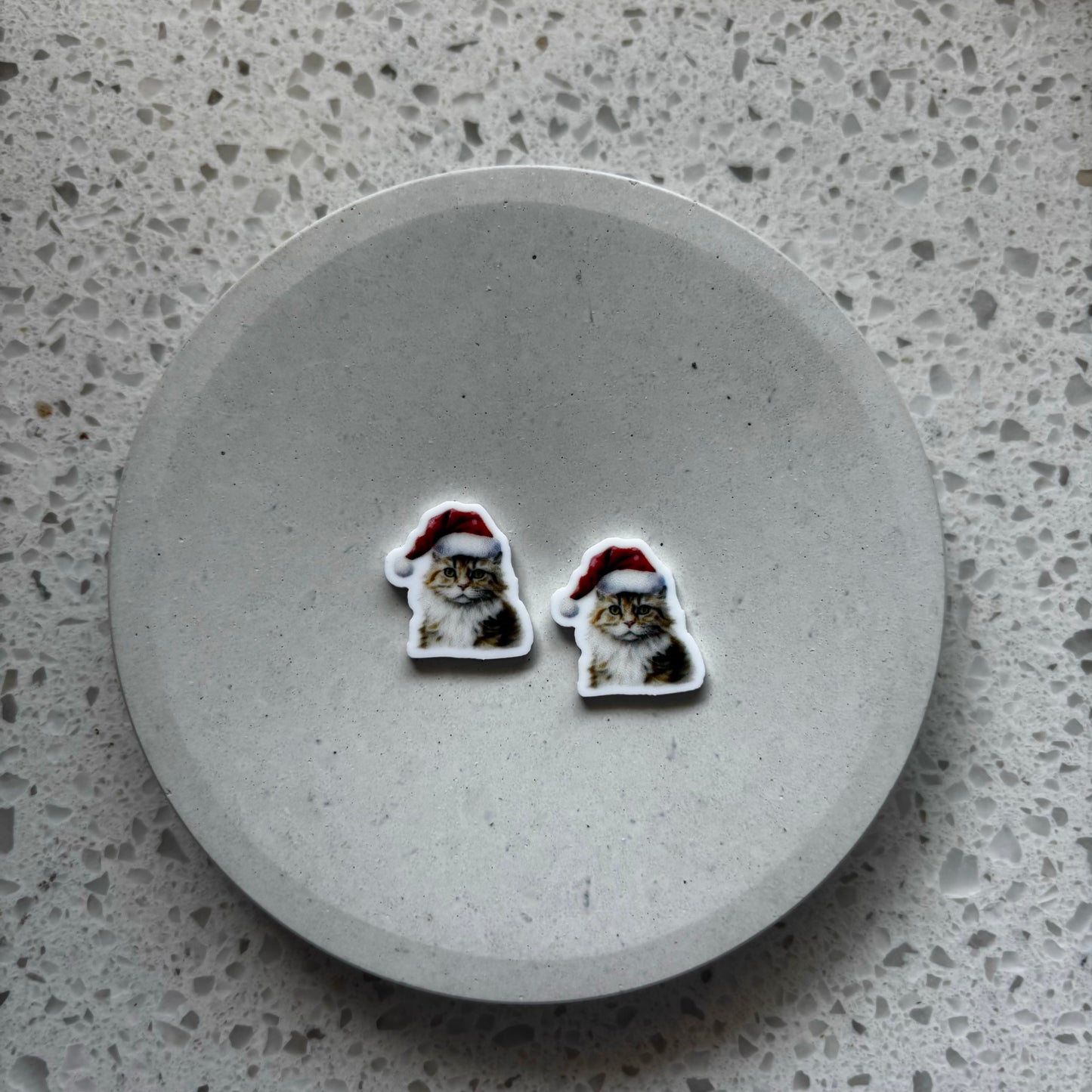 christmas cat earrings