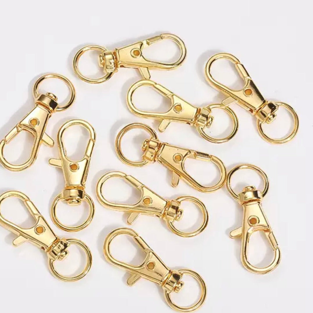 32mm gold lobster keyring clasps