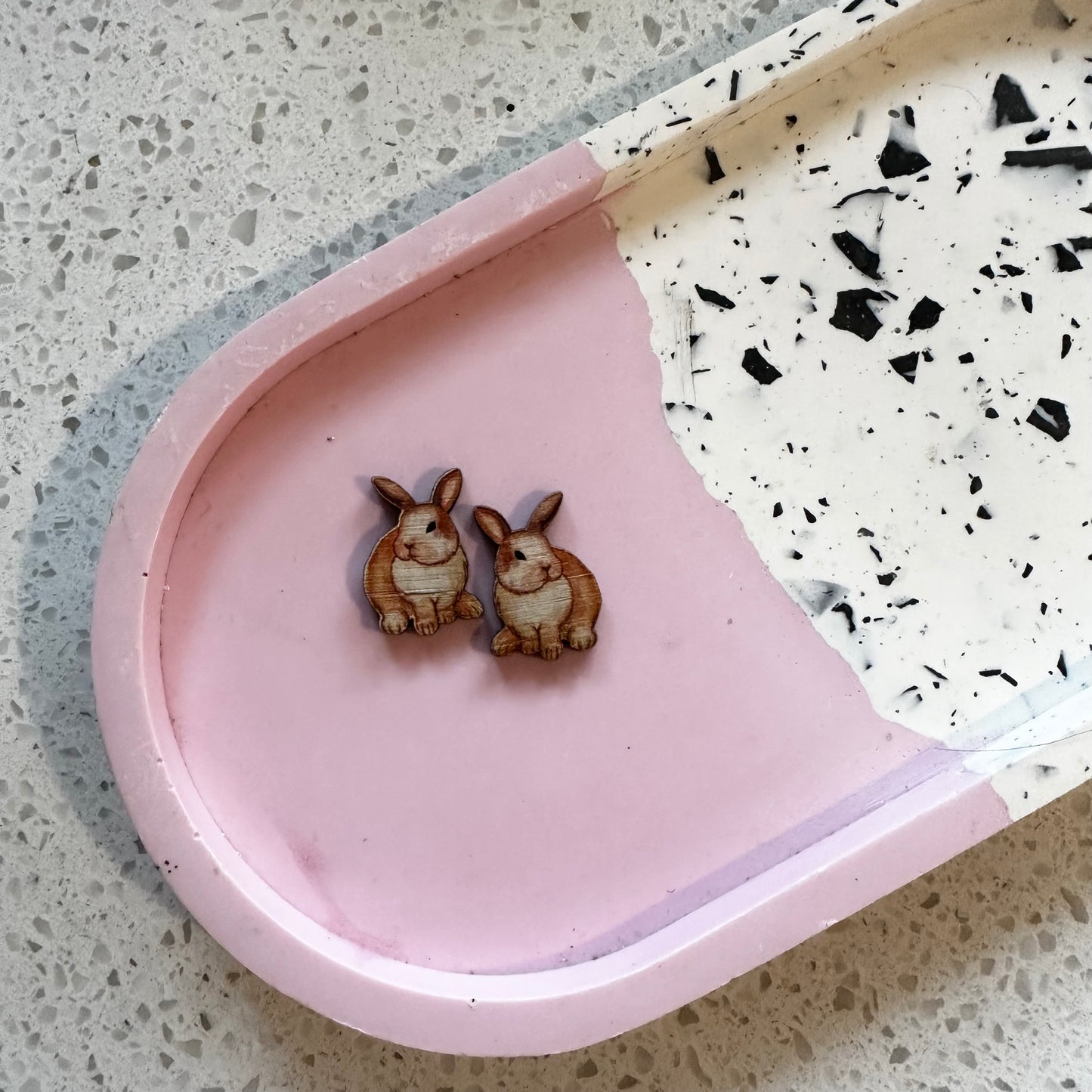 Wooden Bunny Studs