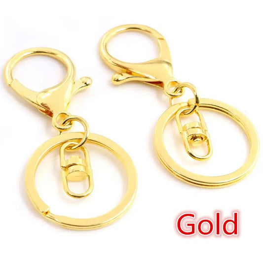 Lobster Clasp & Keyring 8 Buckle - Gold - 10 Pack