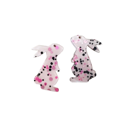 Pink Speckle Bunny Dangles