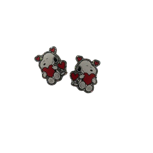 Snoopy Heart Studs