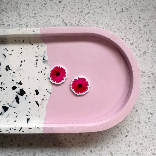 Pink Flower Resin Planar Studs