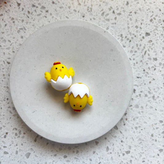 3D Chick Silicone Beads - 2 Pack