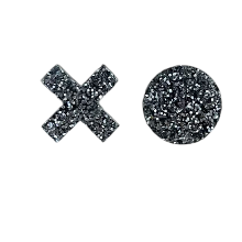 Black Glitter XO Earring Studs