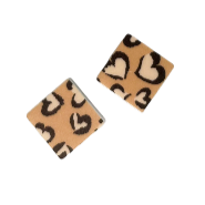 Leopard Heart Square Studs