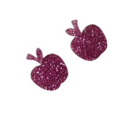 Pink Glitter Apple Studs