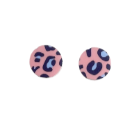 Pink Grey Leopard Studs