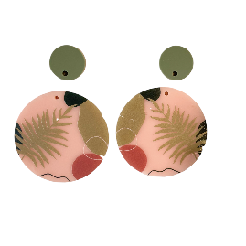 Pink Leaf Round Dangles