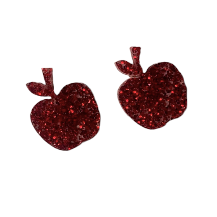 Red Glitter Apple Studs