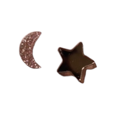 Rose Gold Moon & Star Stud Earring Set