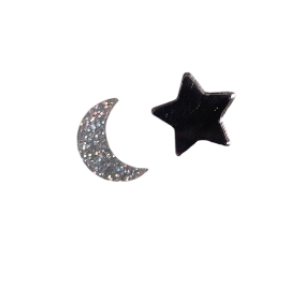 Silver Moon & Star Earring Studs