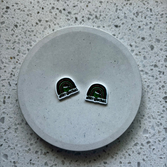 grinch rainbow studs
