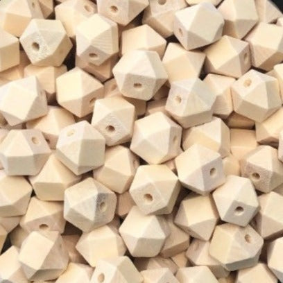 Natural Wood Hex Beads - 12mm - 10 pack