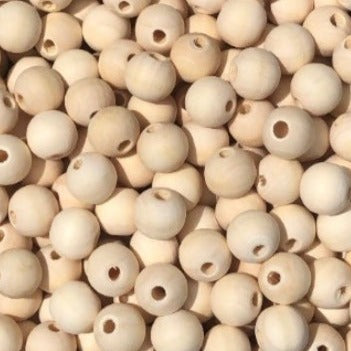 Natural Wood Round Beads - 12mm - 20 pack