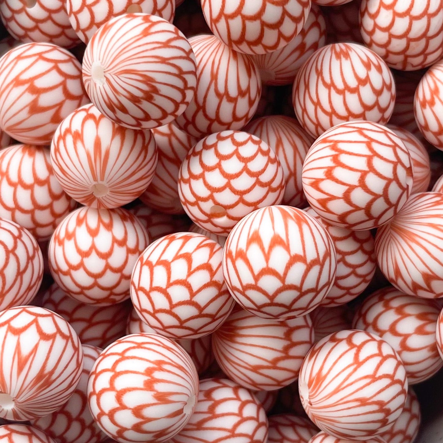 Orange Patterned - 15mm Round - 10 Pack