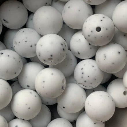 White speckle - 15mm round - 10pack