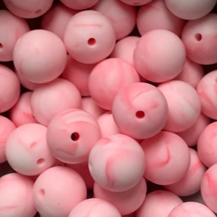 Pink marble - 15mm round - 10pack