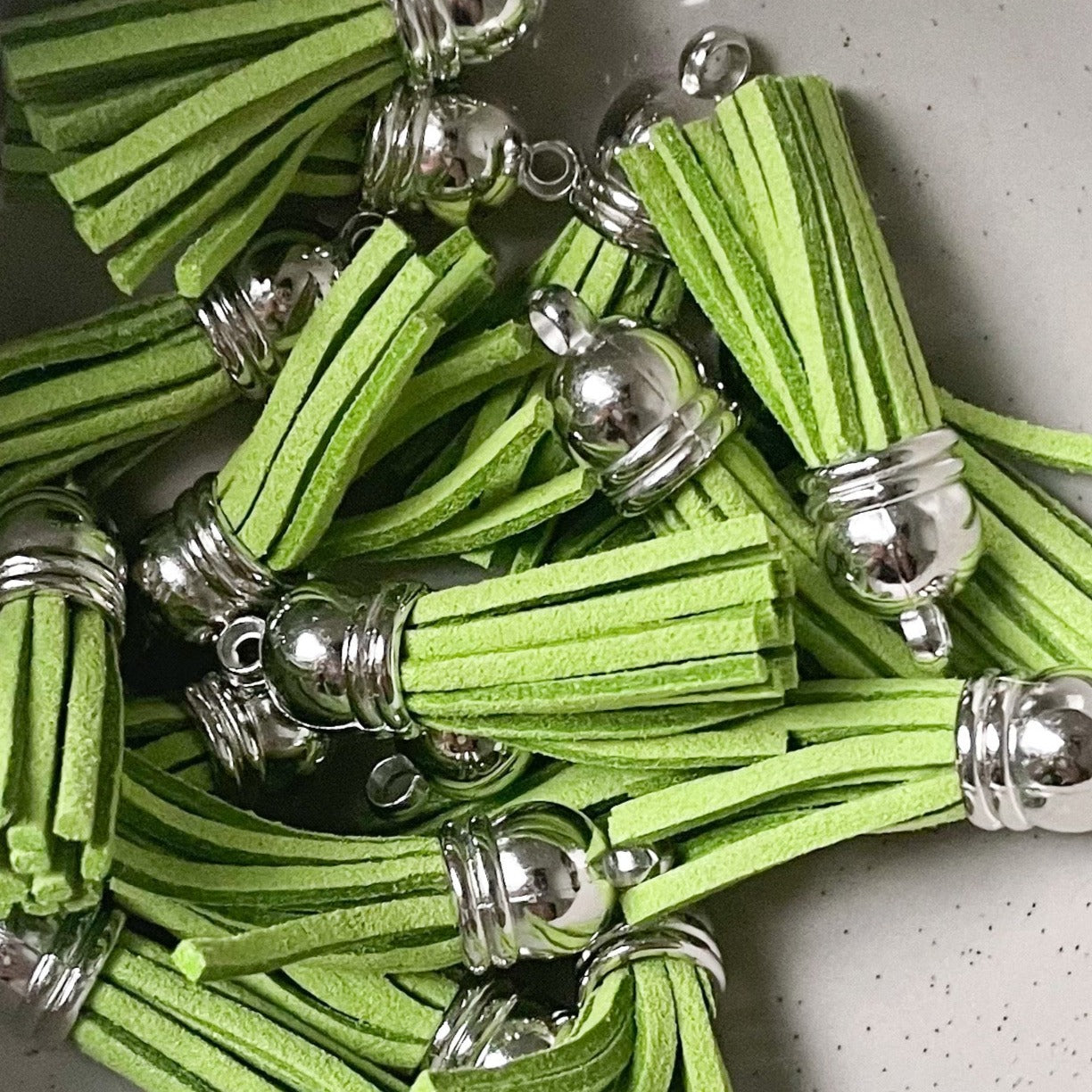 Green Silver Tassels - 5 Pack