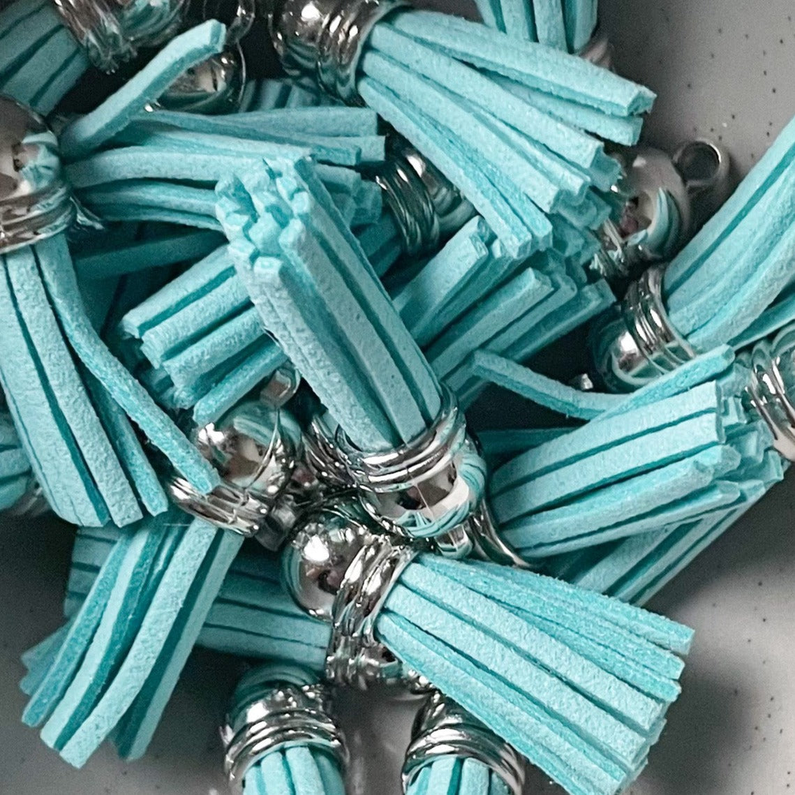 Light Blue Silver Tassels - 5 Pack