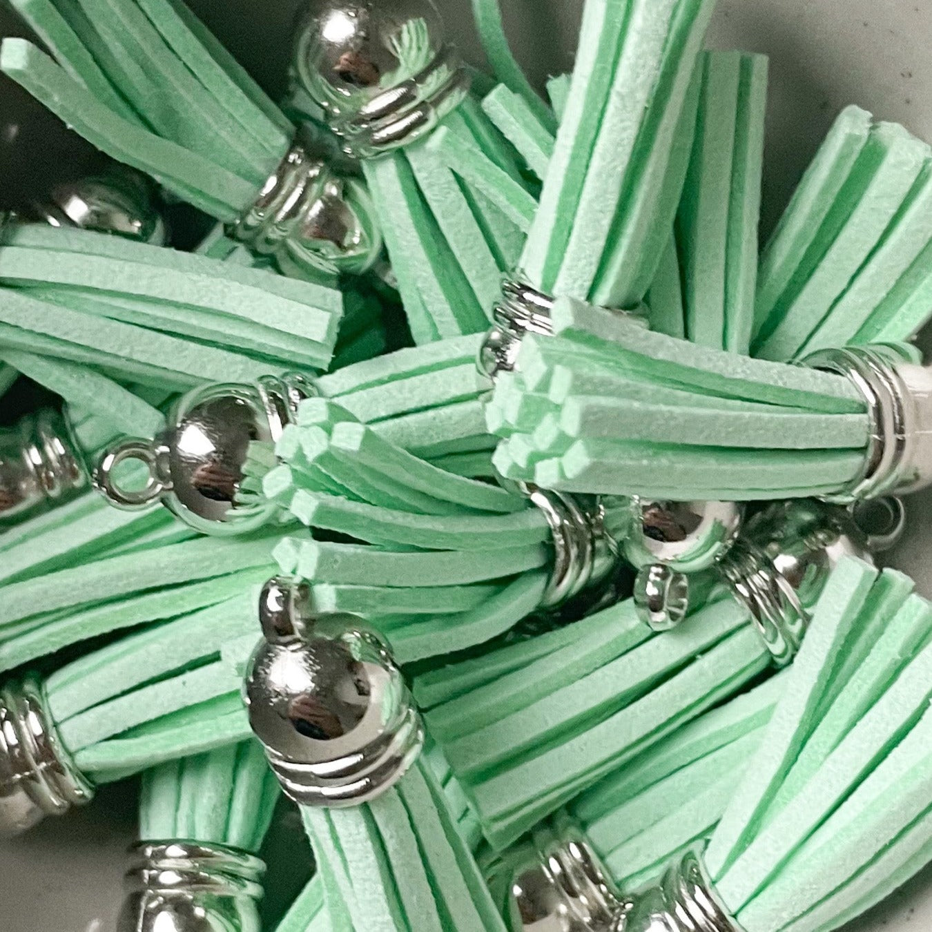 Mint Green Silver Tassels - 5 Pack