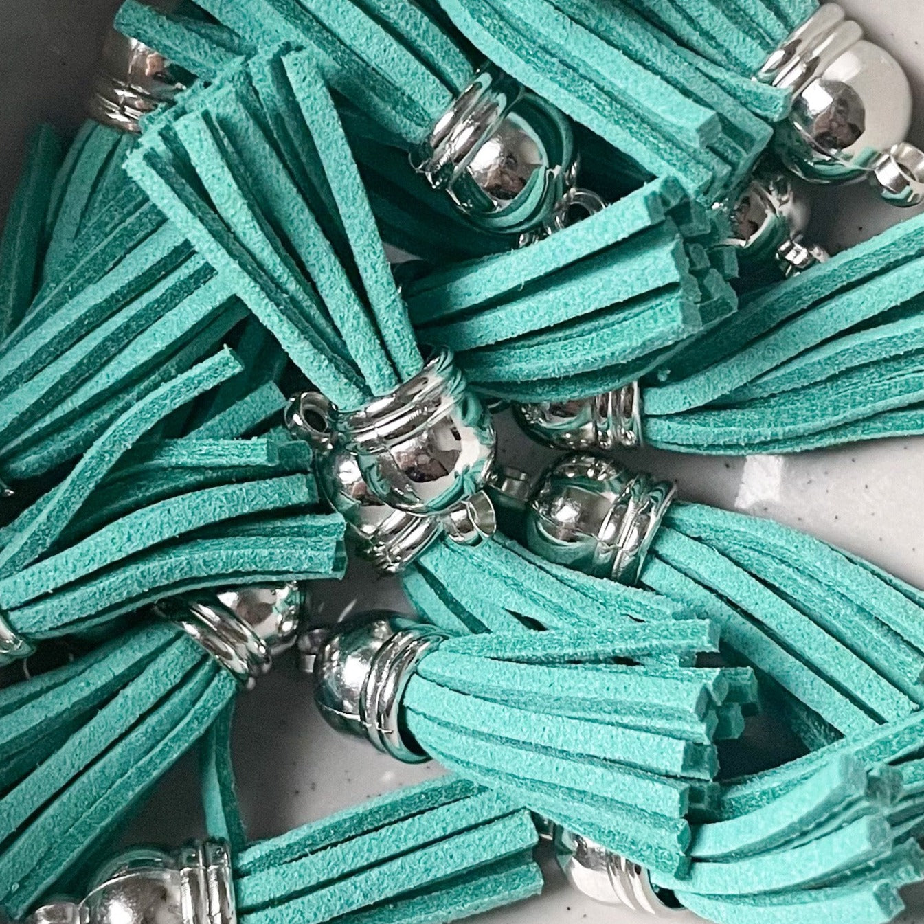 Teal Silver Tassels - 5 Pack