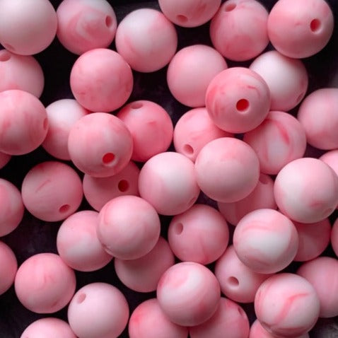 Pink marble - 12mm round - 10pack