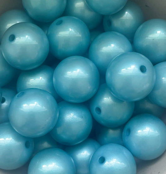 Blue Pearl Bubblegum Beads - 20mm - 10 pack