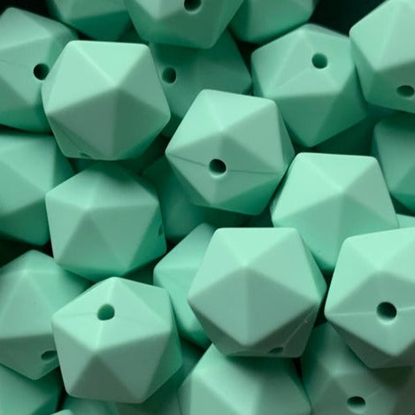 Mint green - 14mm Icosahedron - 10pack