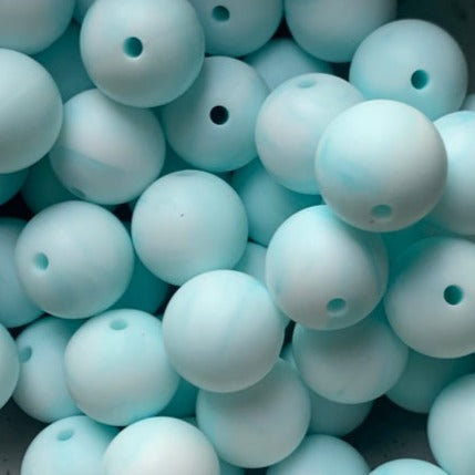 Blue marble - 15mm round - 10pack