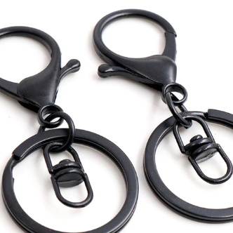 Lobster Clasp & Keyring 8 Buckle - Black - 10 Pack