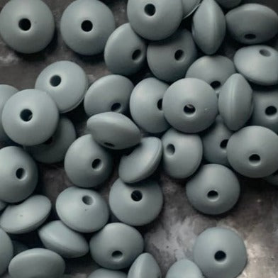 Dark Grey - 12x7mm Lentil - 10pack