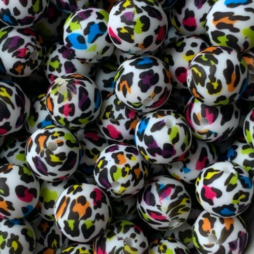 Rainbow Leopard - 15mm round - 10pack