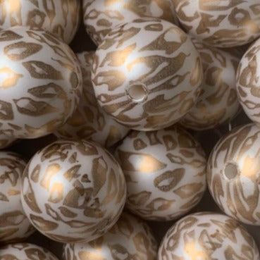 Gold Leopard 20mm Acrylic Beads - 10 Pack