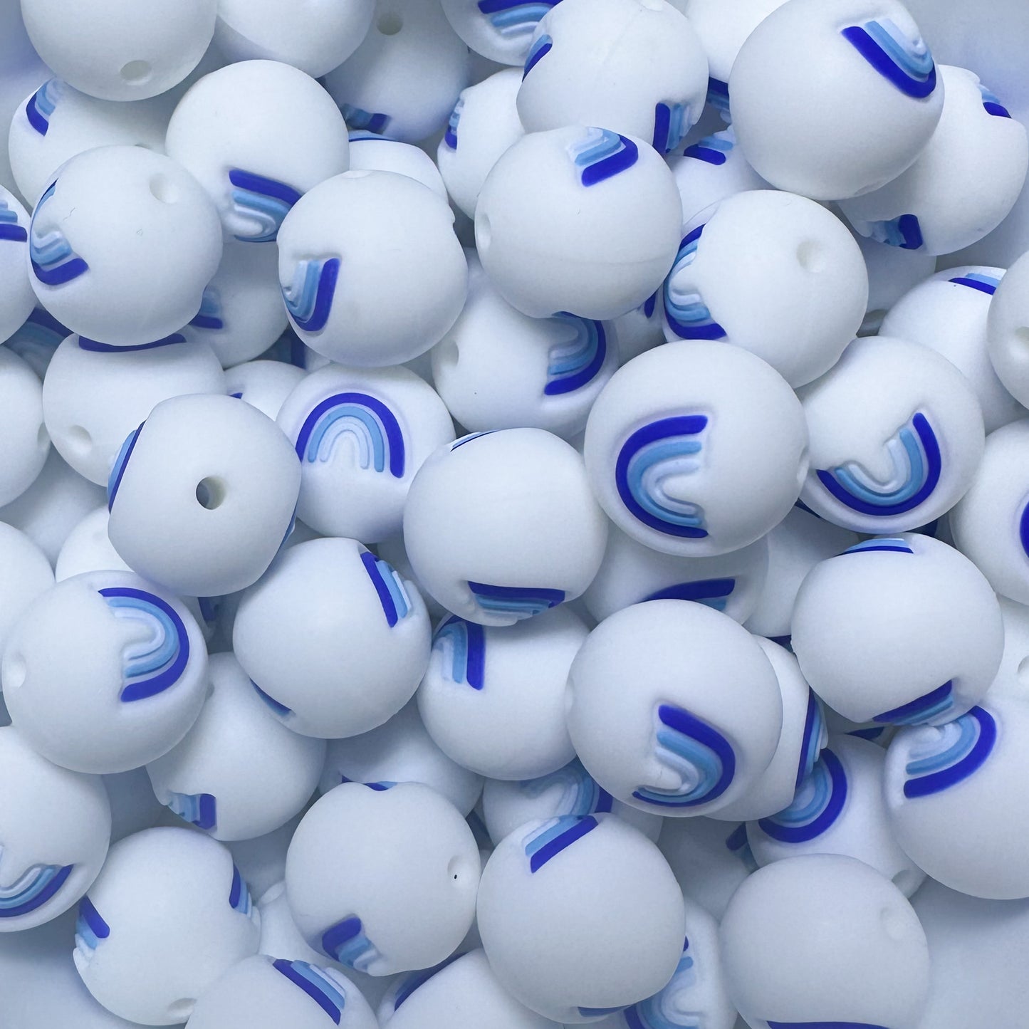 Blue Rainbow Silicone Round Beads - 15mm - 10 Pack